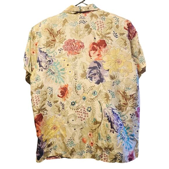 Vintage stunt floral silk button up shirt size large - Picture 2 of 4